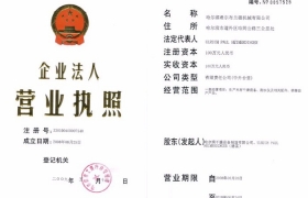 哈尔滨合资营业执照正本